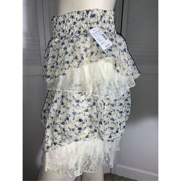 NWT Maurices Floral Cottagecore Chiffon Layered Lace Mini Skirt Small - Picture 6 of 12